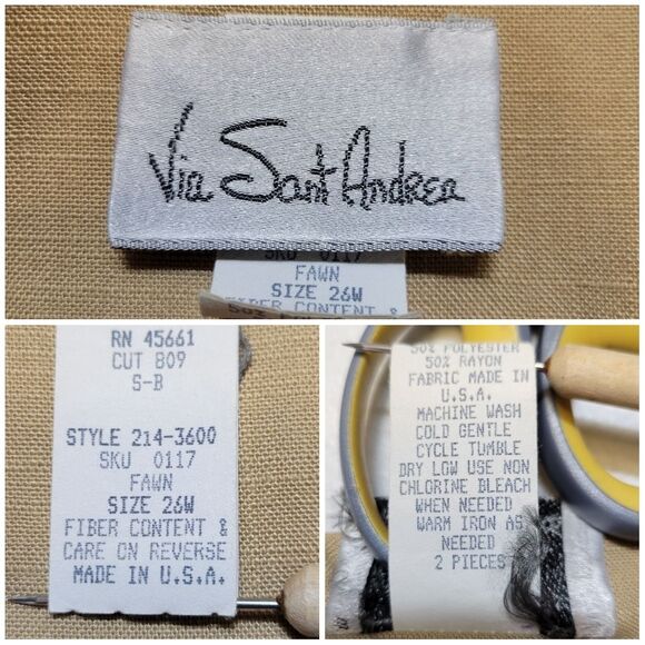 Via Sant Andrea Vintage Tan and White Two Piece Outfit Matching Skirt Set Suit - Picture 14 of 14